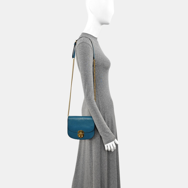 Calfskin Shoulder Bag Blue