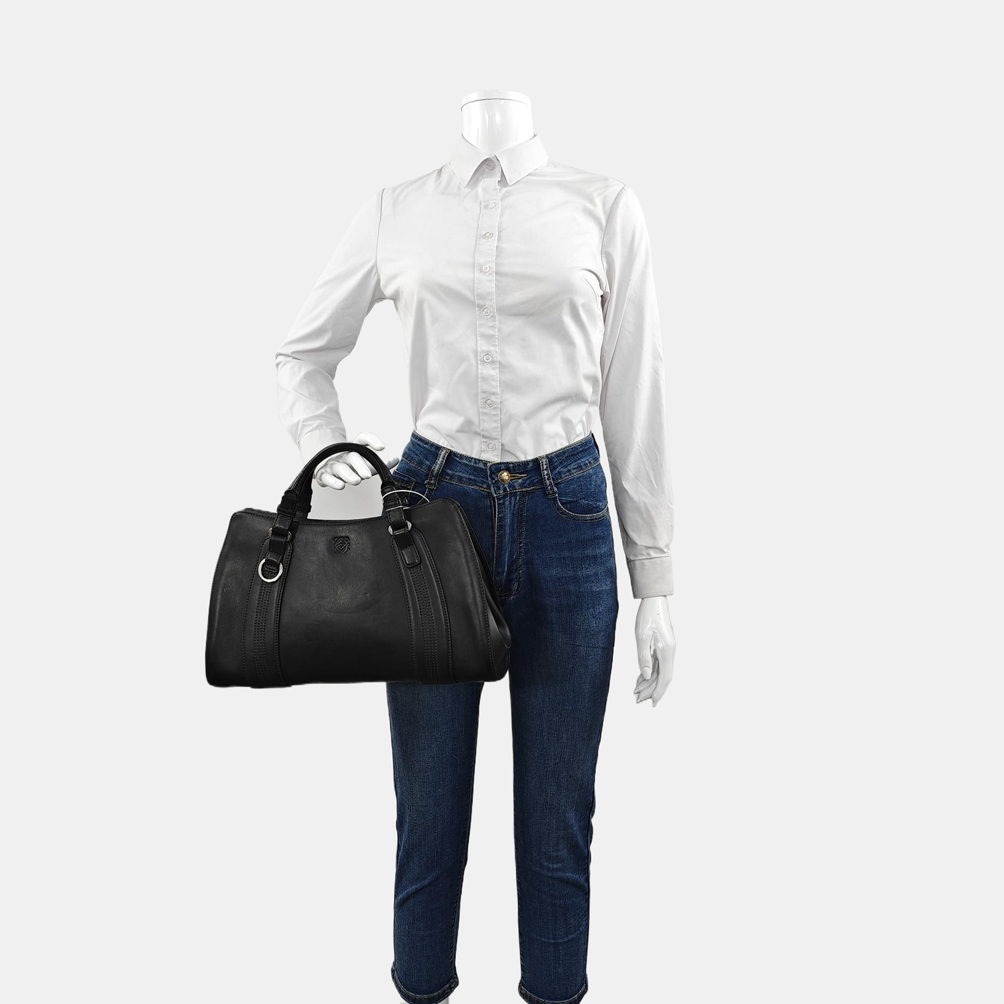 Calfskin Top Handle Bag Black