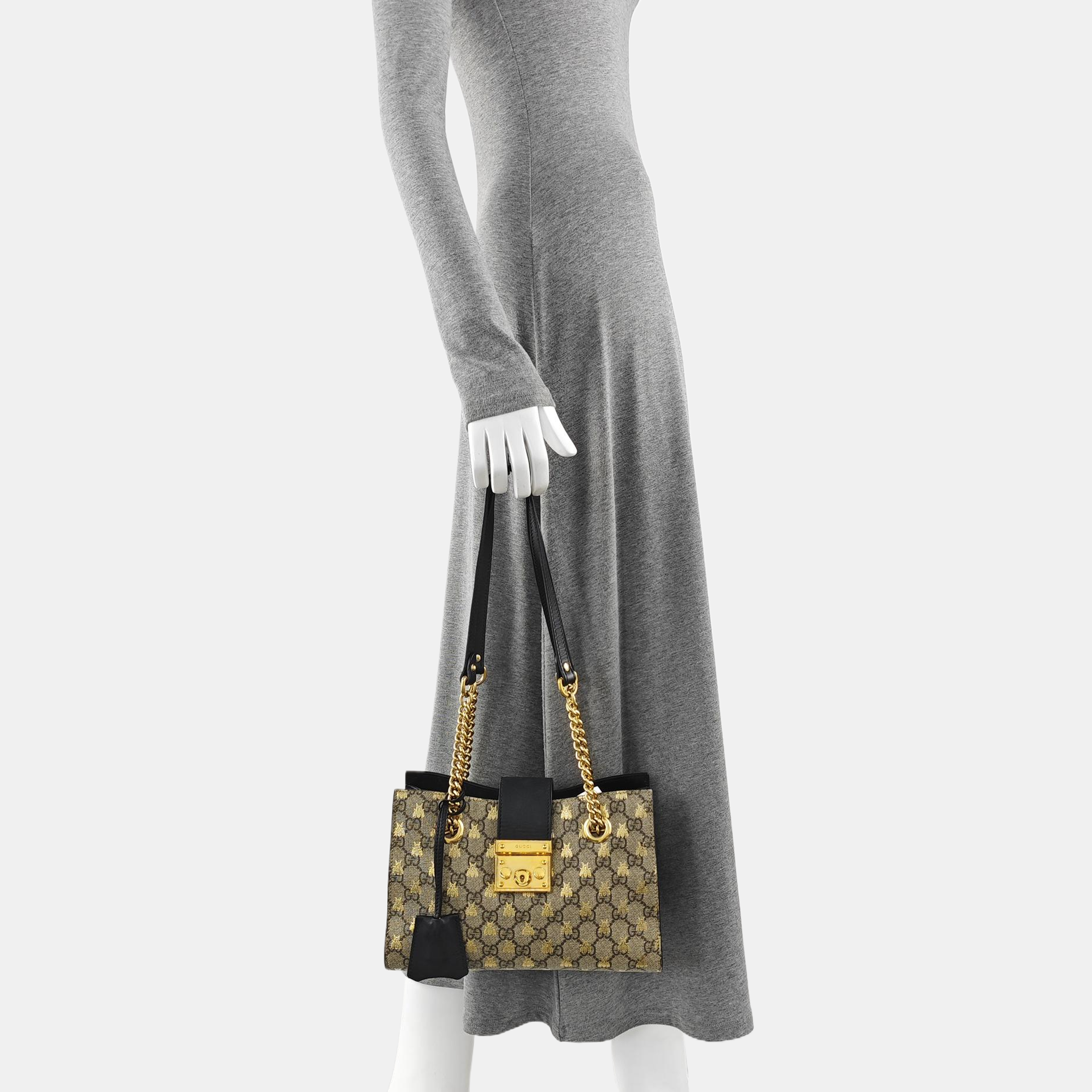 Padlock Small Monogram Coated Canvas Beige
