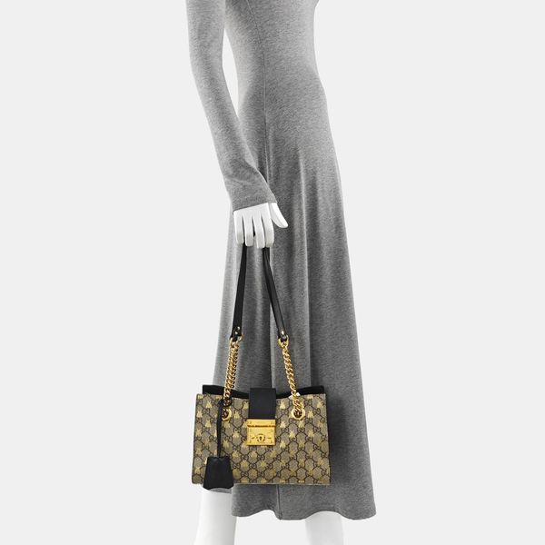 Padlock Small Monogram Coated Canvas Beige