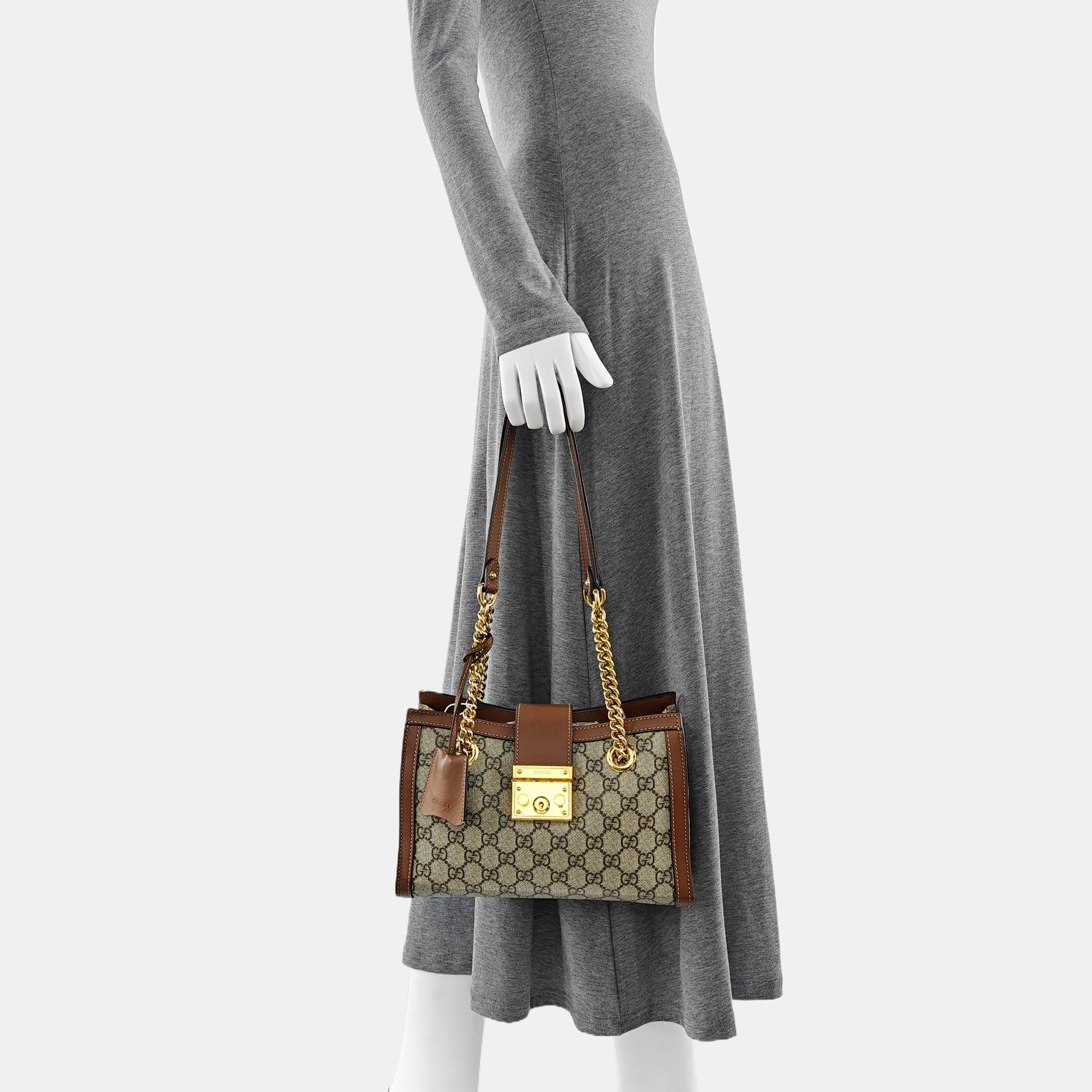 Padlock Small Monogram Coated Canvas Beige