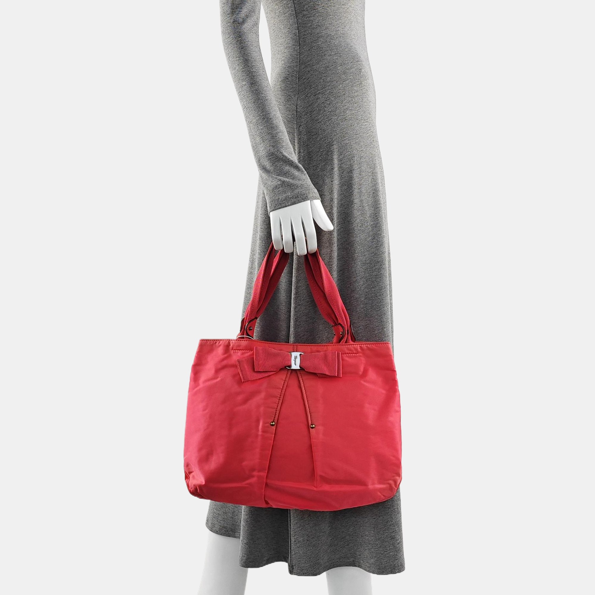 Nylon Top Handle Bag Pink