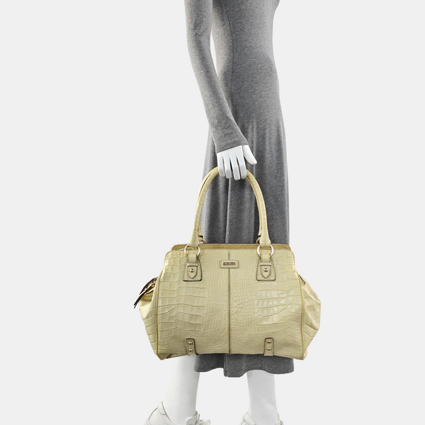 Calfskin Top Handle Bag Yellow
