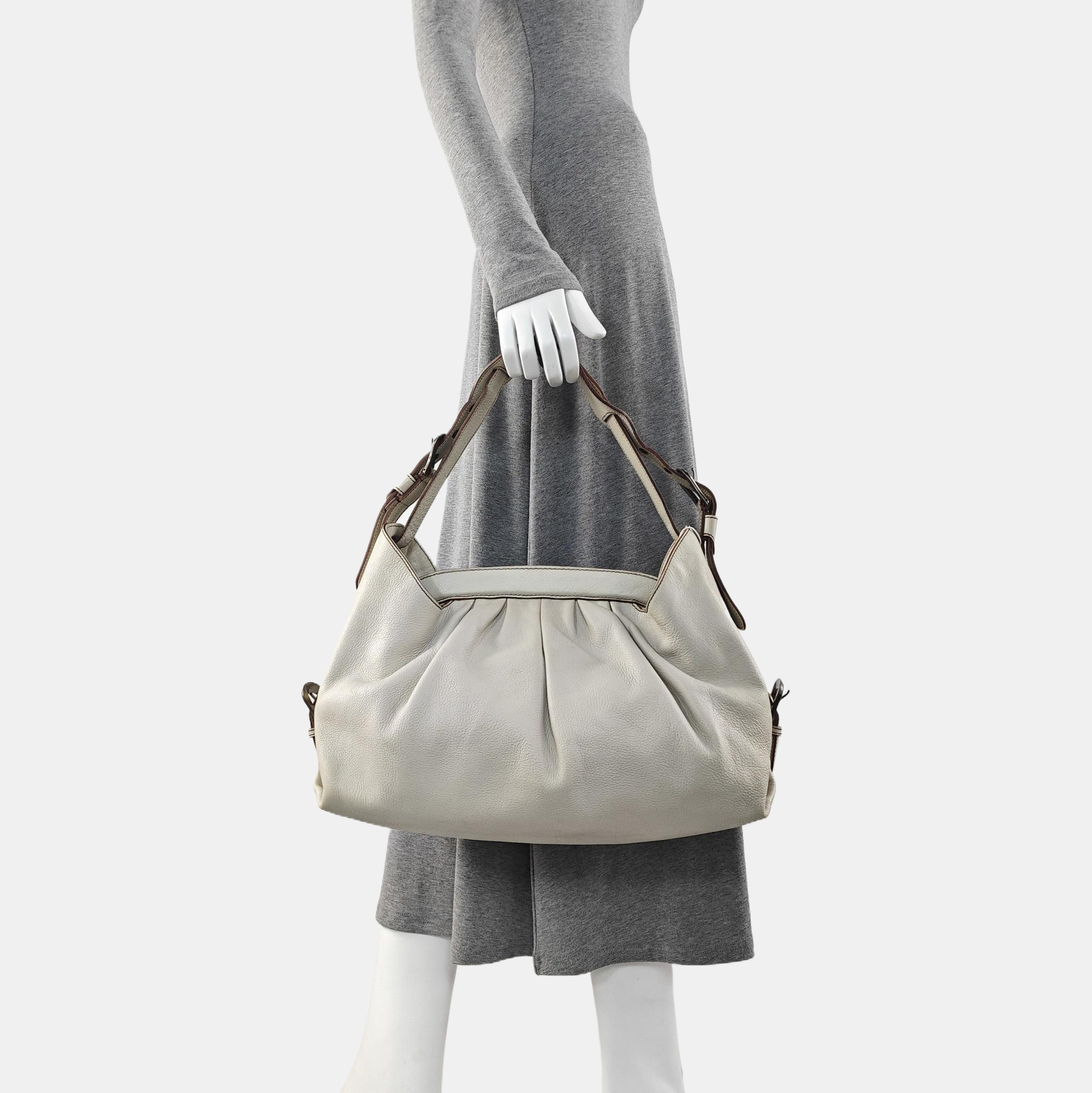 Calfskin Top Handle Bag White