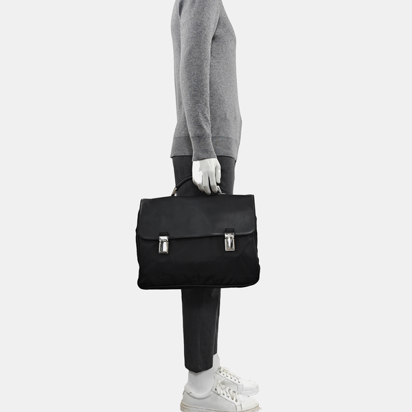 Nylon Top Handle Bag Black