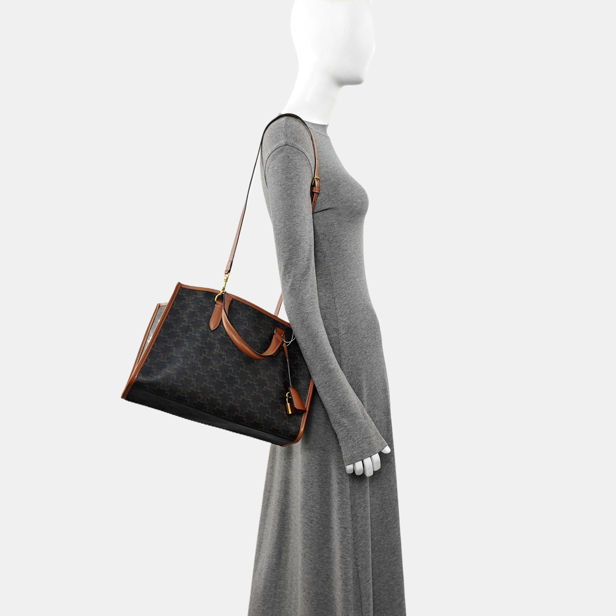 Coated Canvas Tote Bag Brown