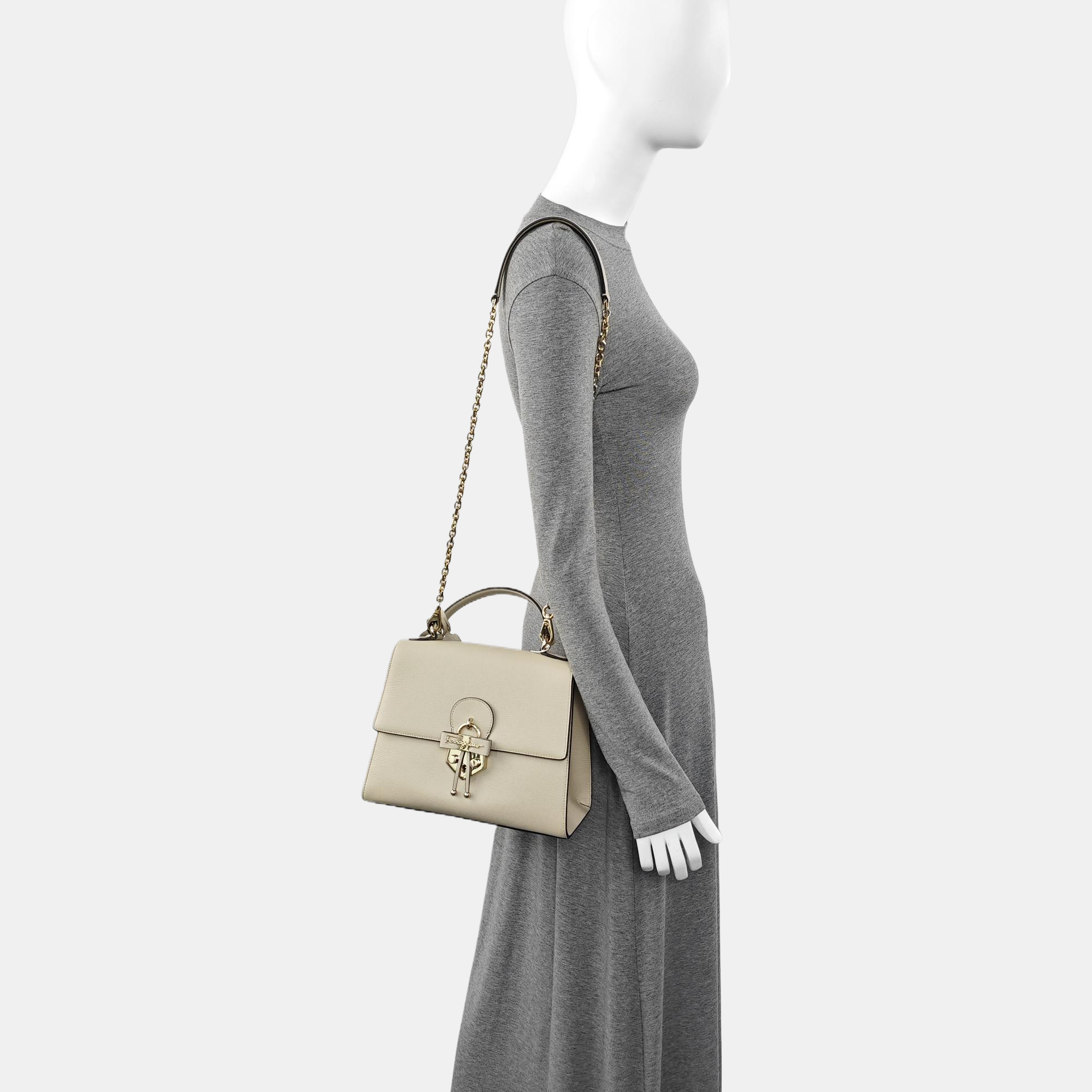 Calfskin Shoulder Bag Beige
