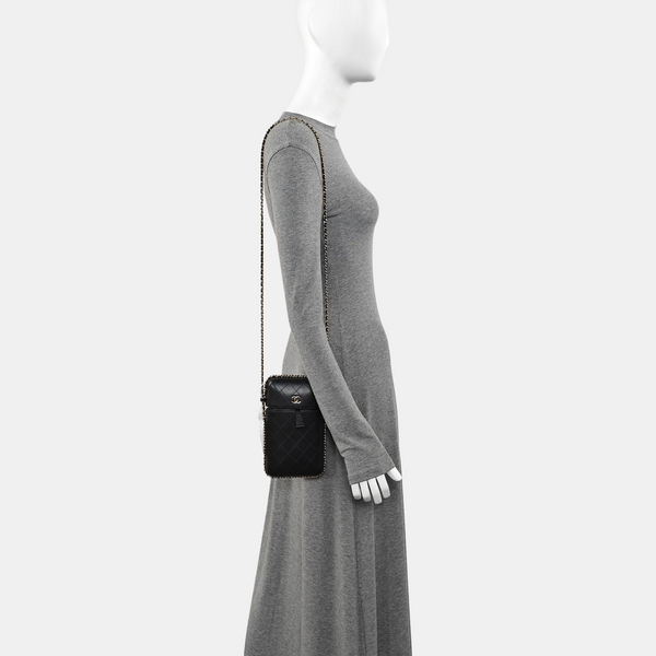 Quilted Lambskin Shoulder Bag Black