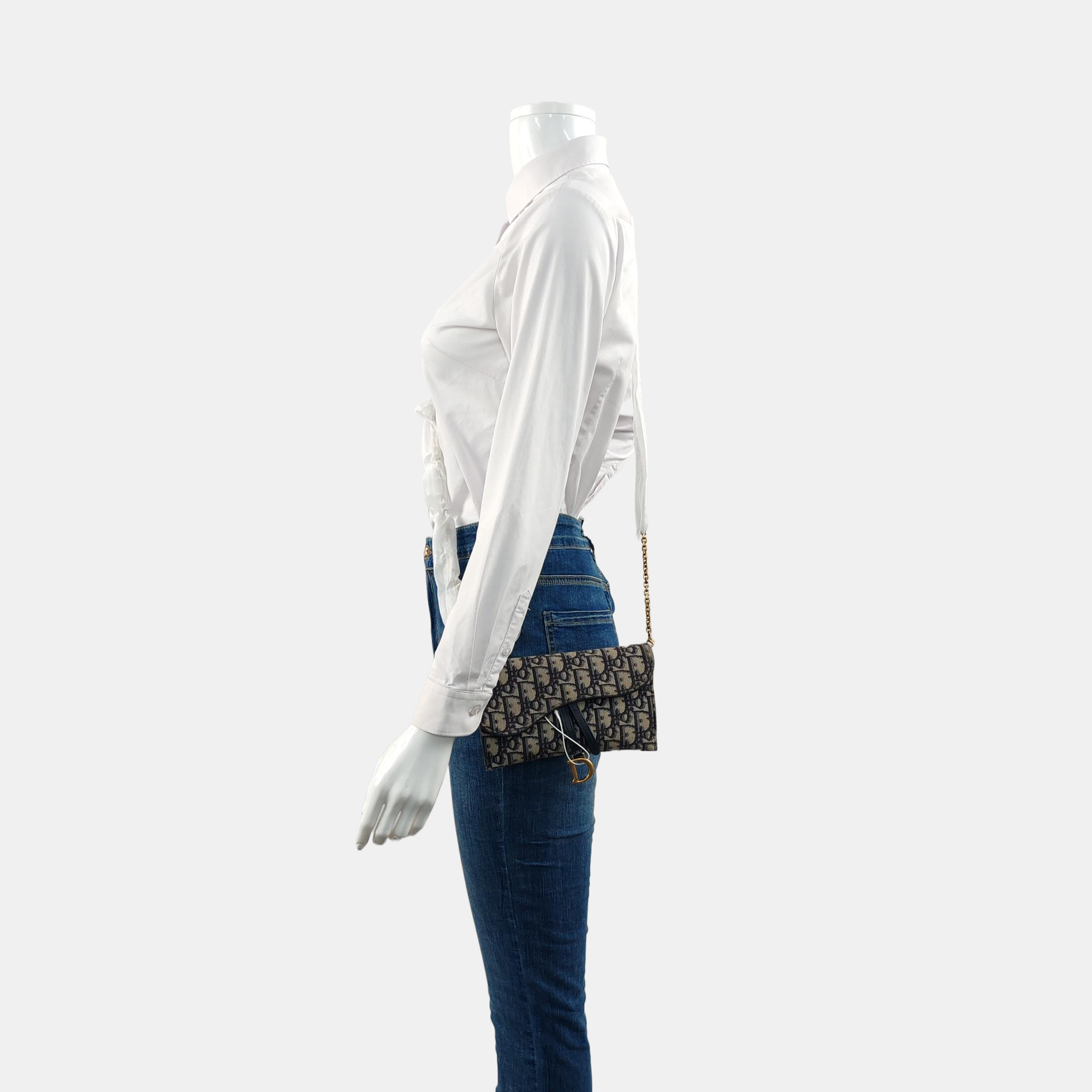 Authenticated pre-owned  Saddle Small Oblique Canvas Blue - Shoulder Bag at Looply