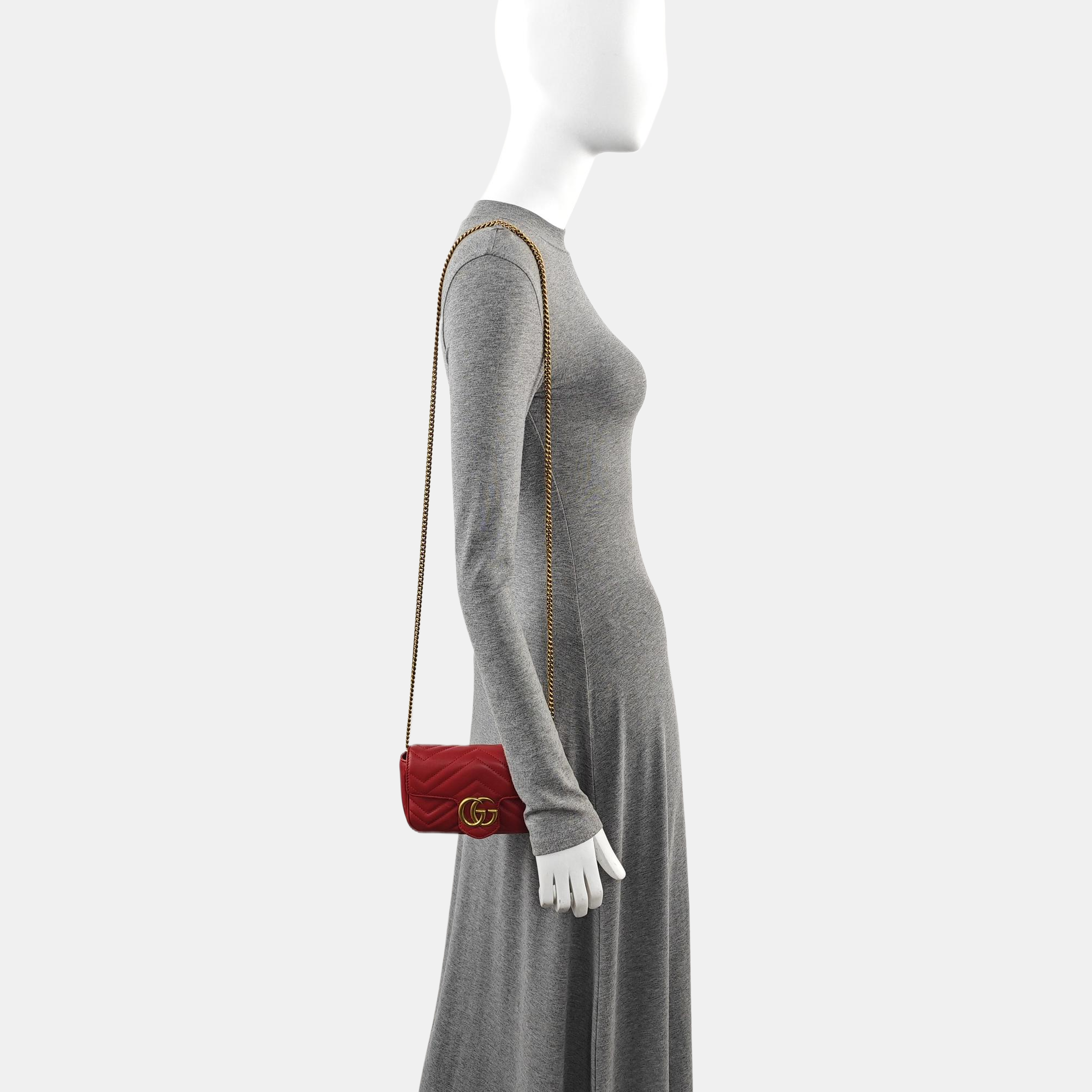 GG Marmont Mini Quilted Calfskin Red