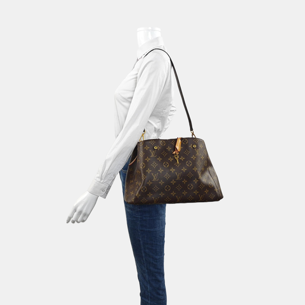 MONTAIGNE MM Monogram Coated Canvas Brown