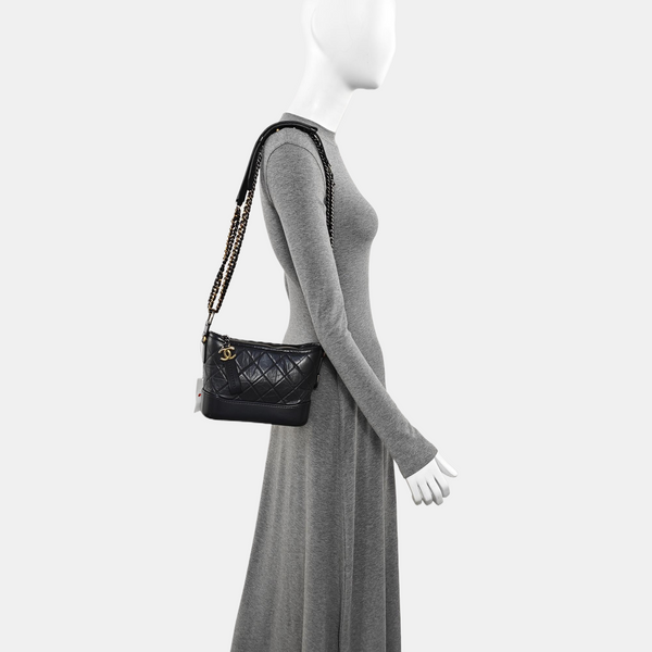 GABRIELLE Small Quilted Calfskin Gray