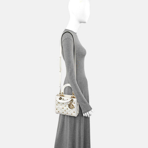Lady Dior Small Cannage Calfskin White