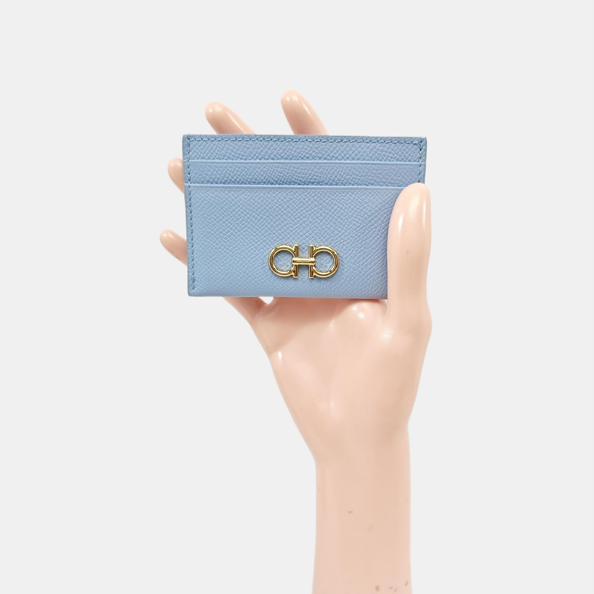 Gancini Calfskin Blue Card Holder