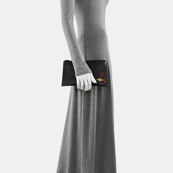 Saffiano Calfskin Clutch Black