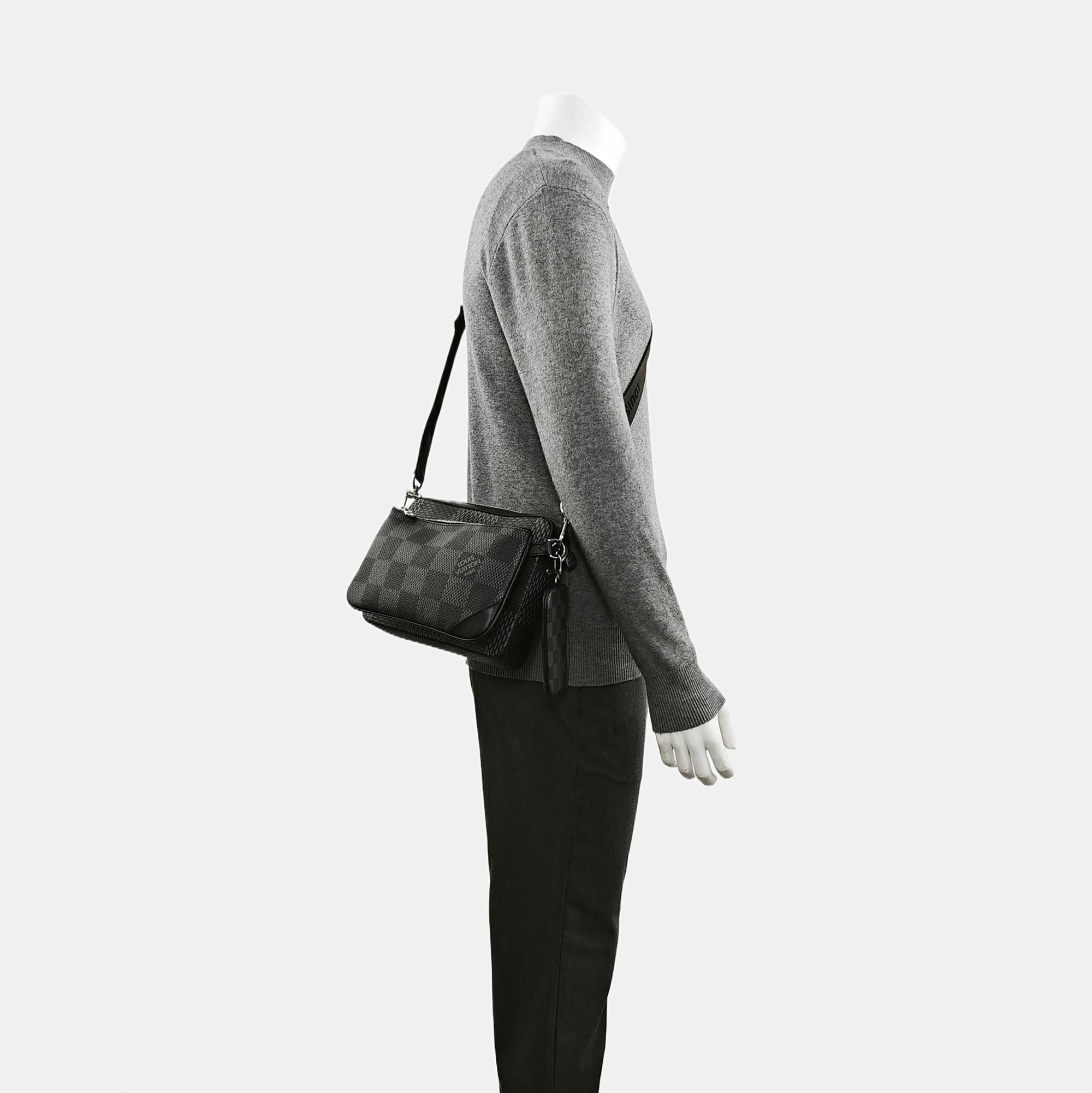 TRIO Damier Graphite Coated Canvas Gray