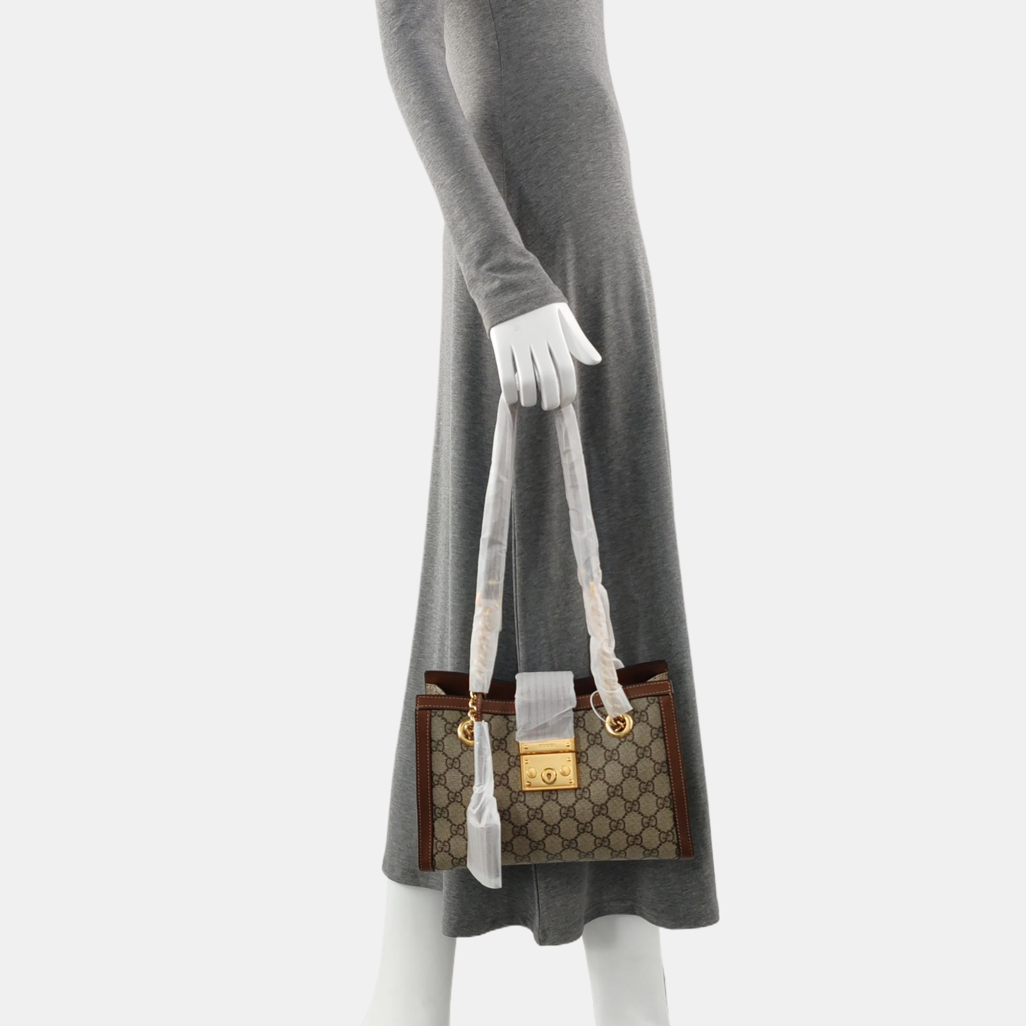 Padlock Small Monogram Coated Canvas Beige