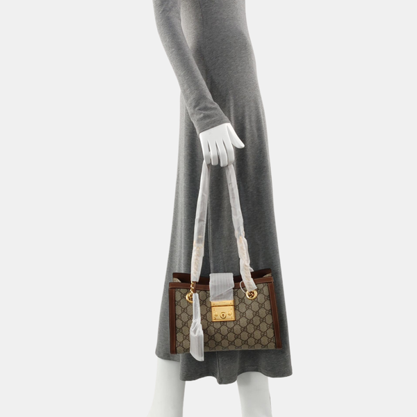 Padlock Small Monogram Coated Canvas Beige