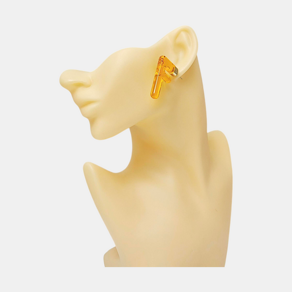 FF Metal Orange Stud Earrings