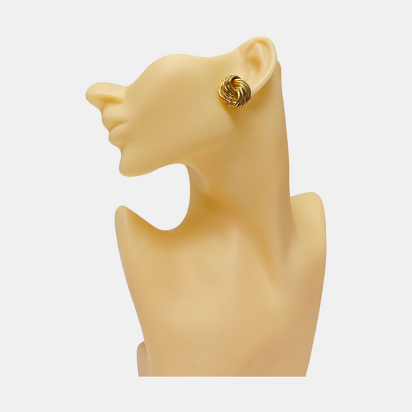 Twist Round Metal Gold Clip On Earrings