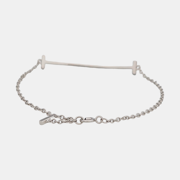 Tiffany T 18k White Gold Silver Bracelet