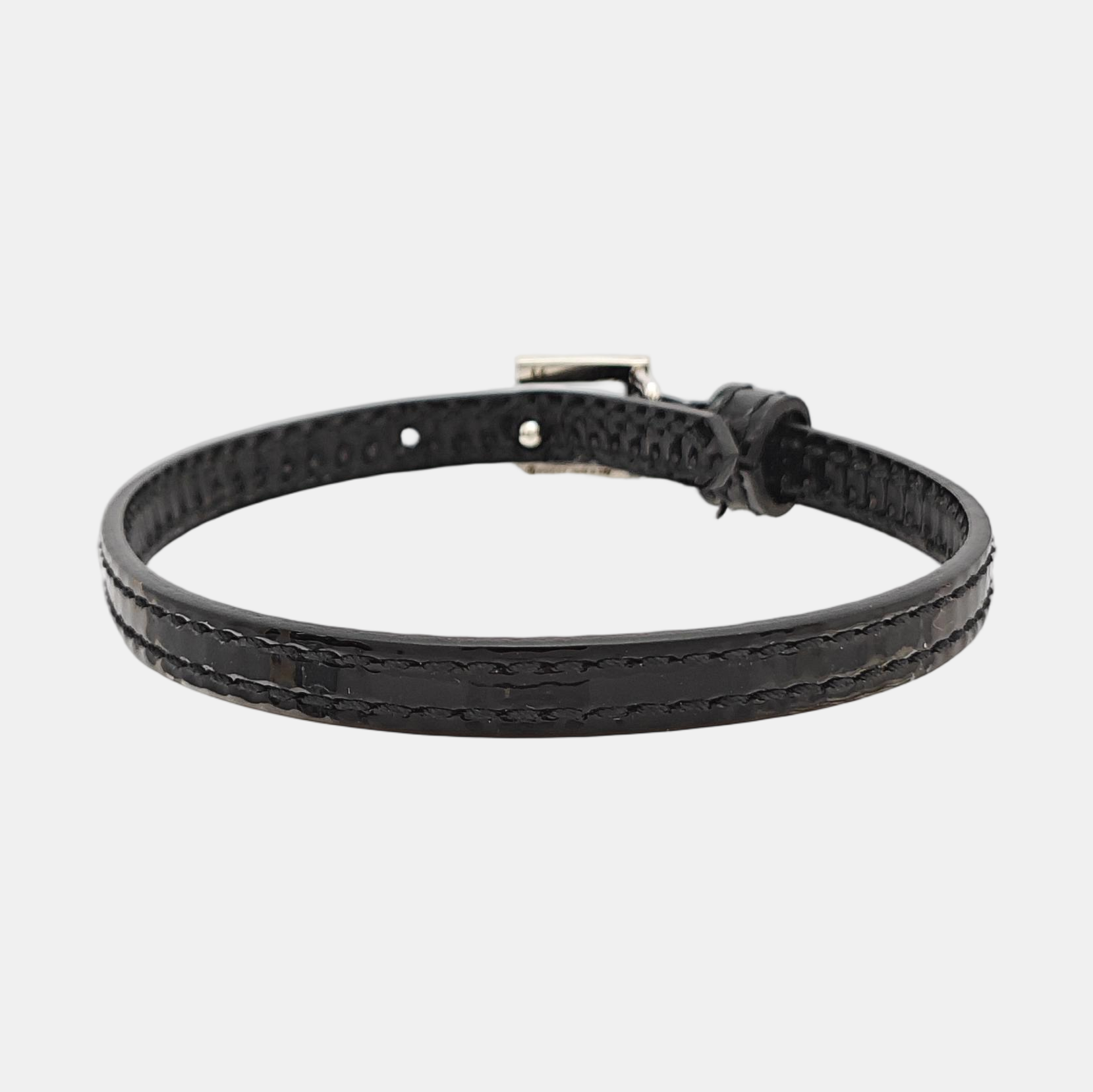 Double G Leather Black Bangle