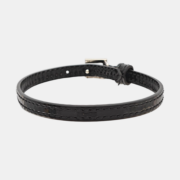 Double G Leather Black Bangle