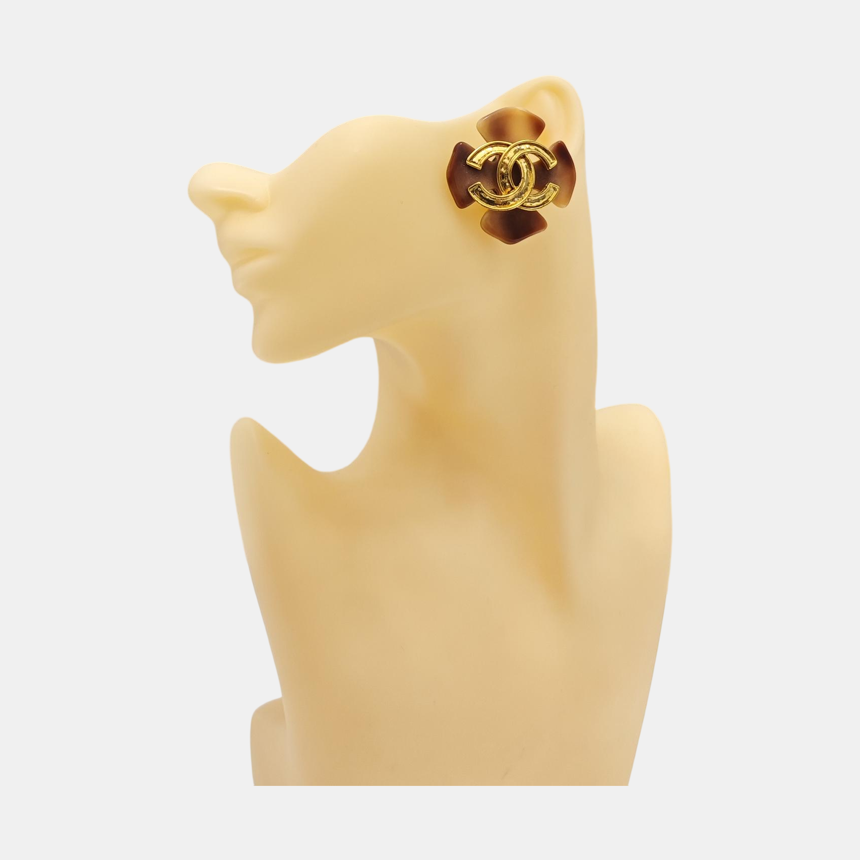 Synthetic Material Brown Clip On Earrings