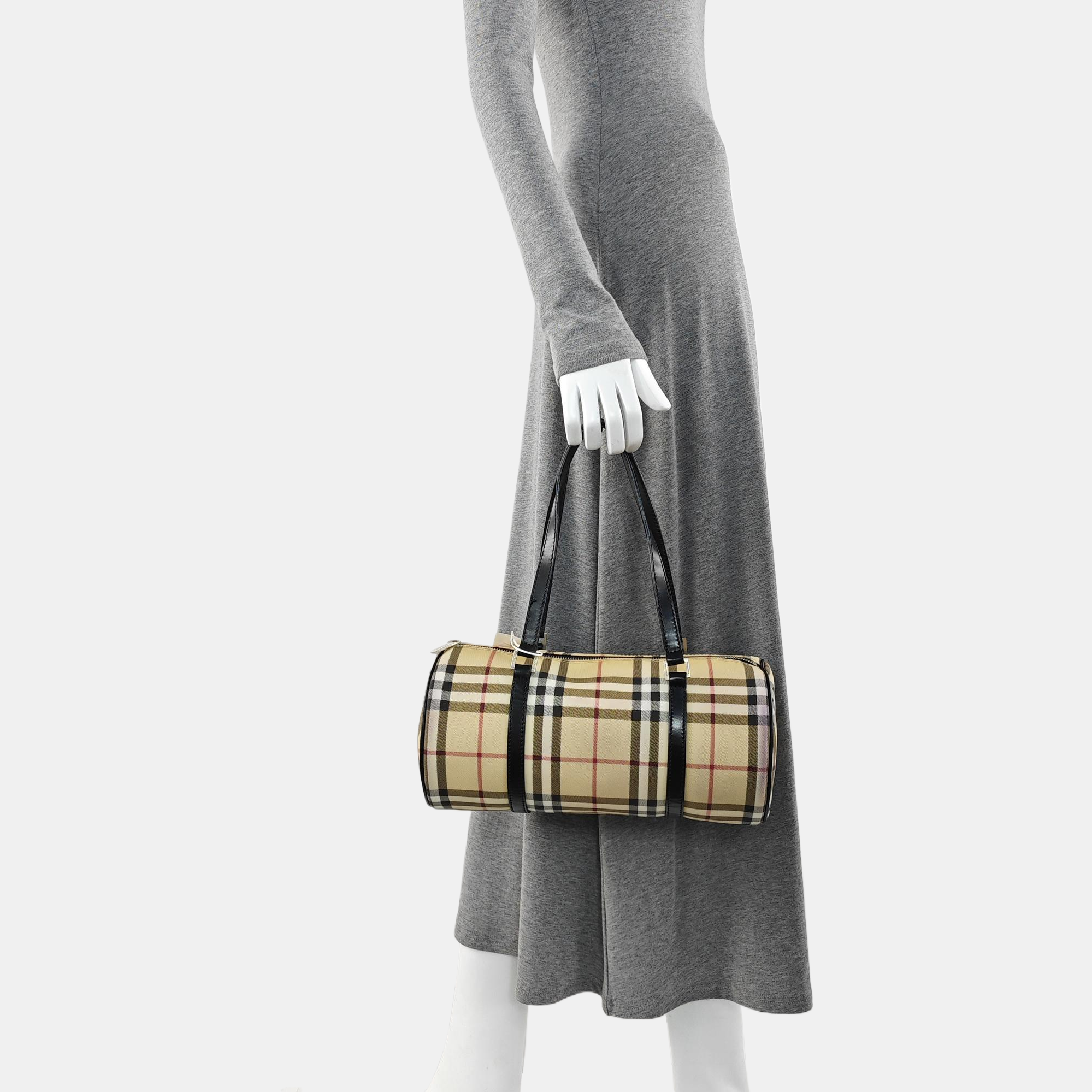 Coated Canvas Top Handle Bag Beige