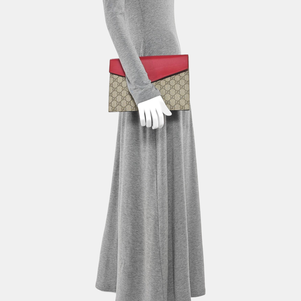 Monogram Coated Canvas Clutch Beige