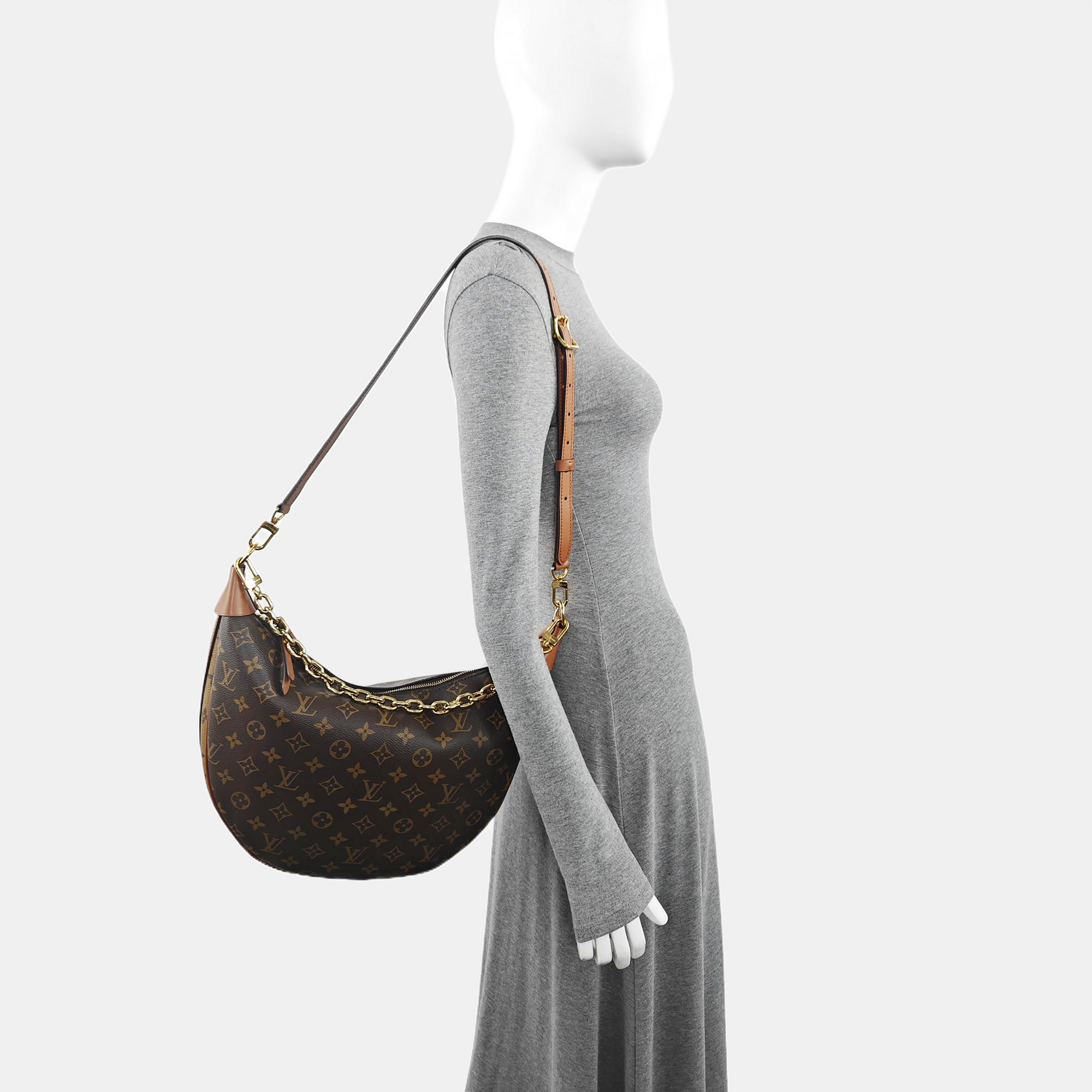 LOOP HOBO Monogram Coated Canvas Brown