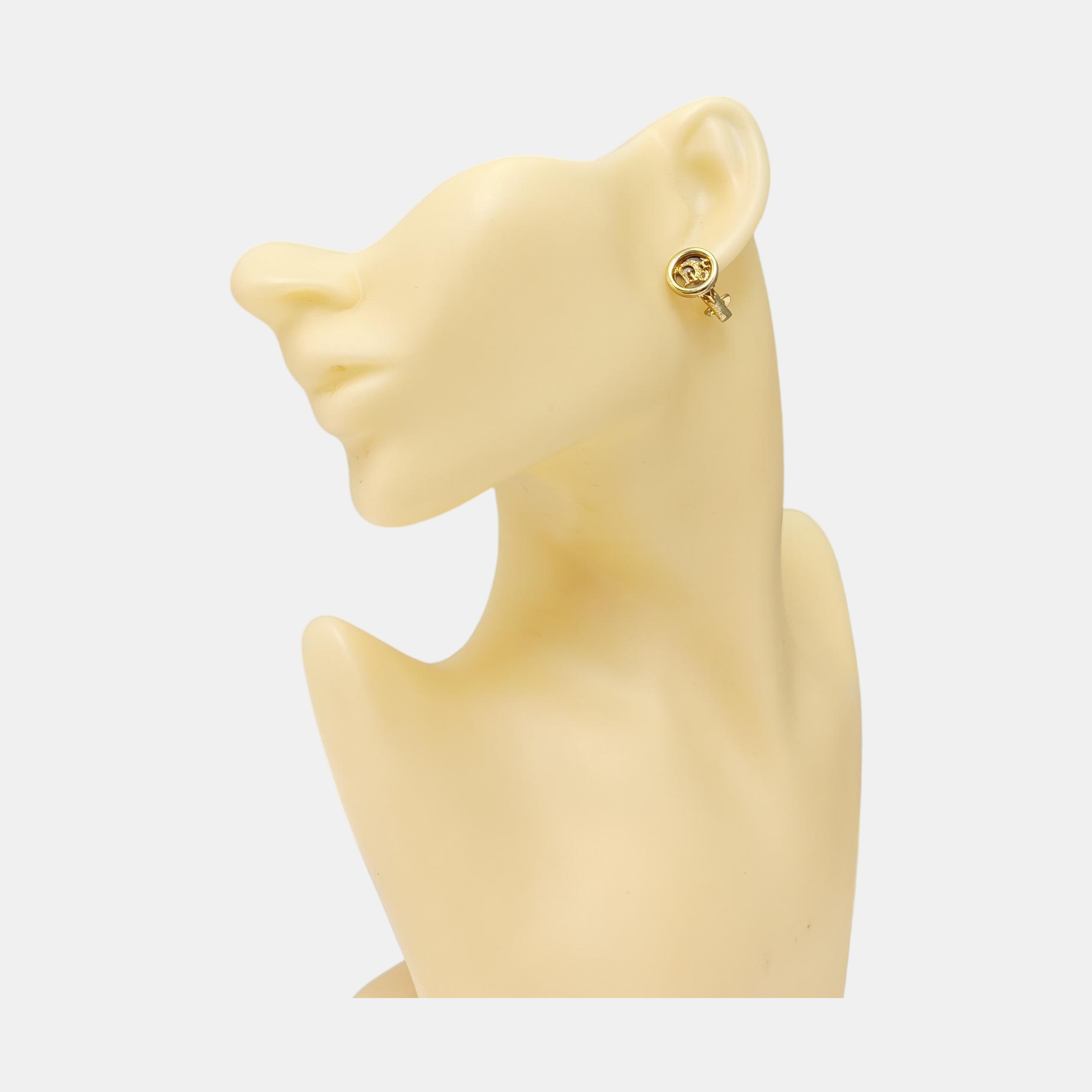 Dior Oblique Metal Gold Clip On Earrings