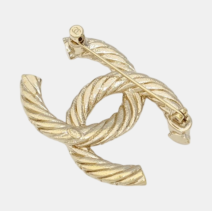 CC Logo Metal Gold Brooch