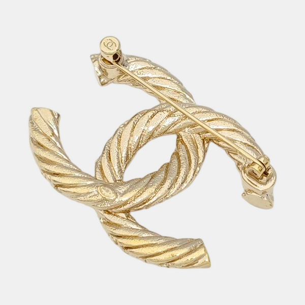 CC Logo Metal Gold Brooch