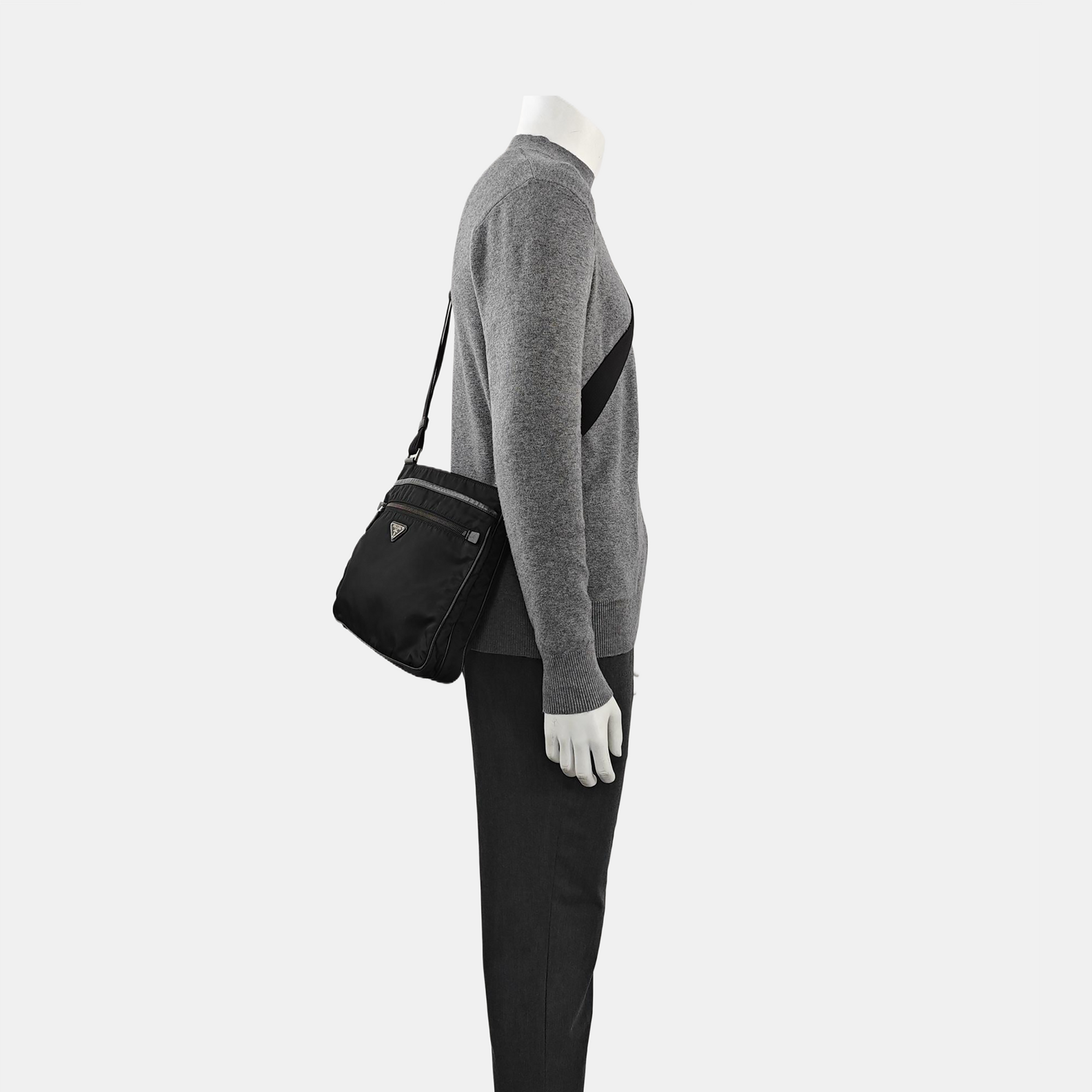 Bolso bandolera de nailon, nailon negro
