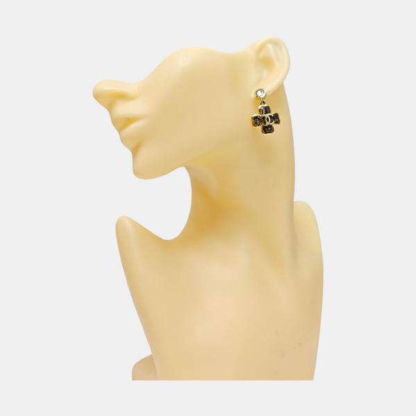 Metal Black Stud Earrings