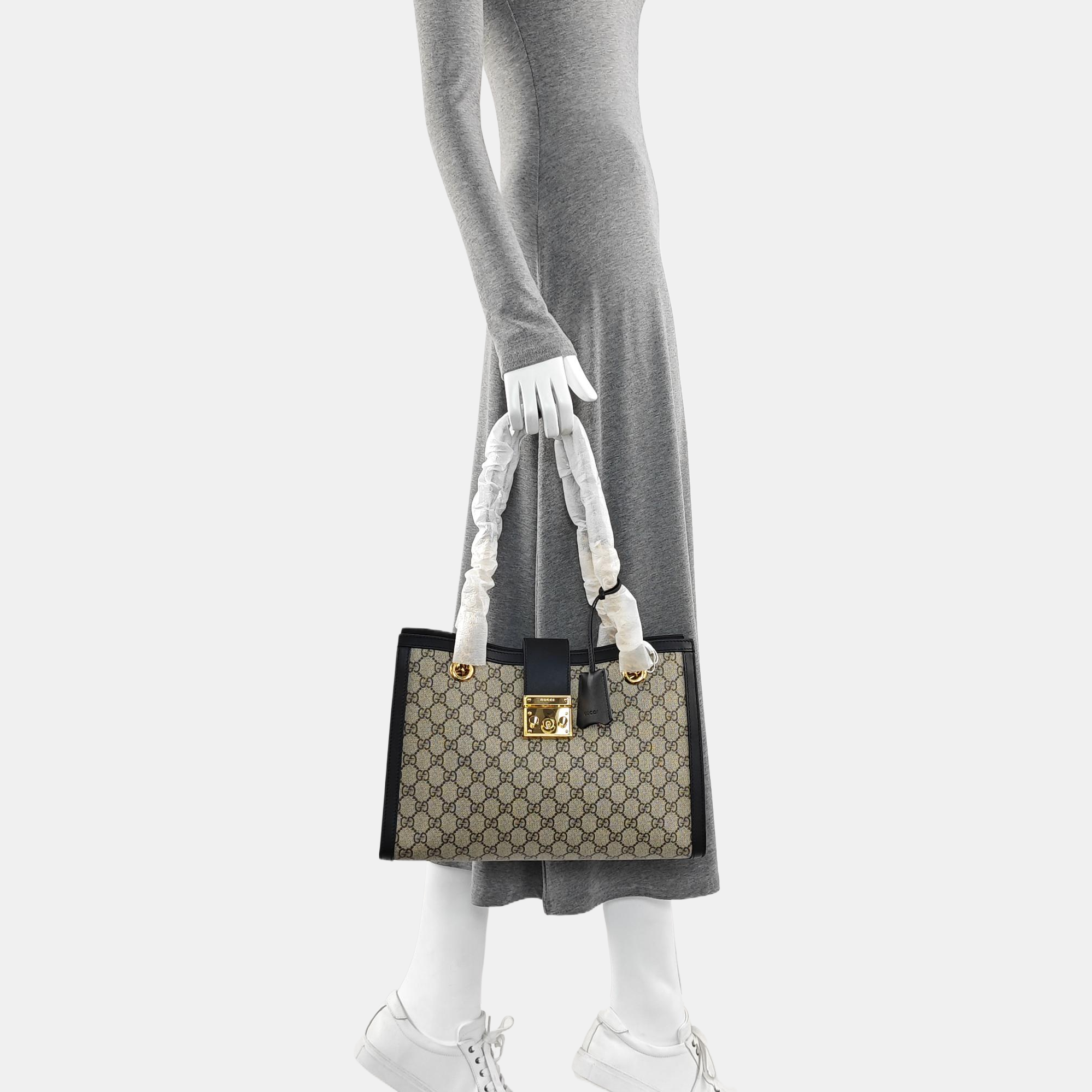 Padlock Medium Monogram Coated Canvas Beige