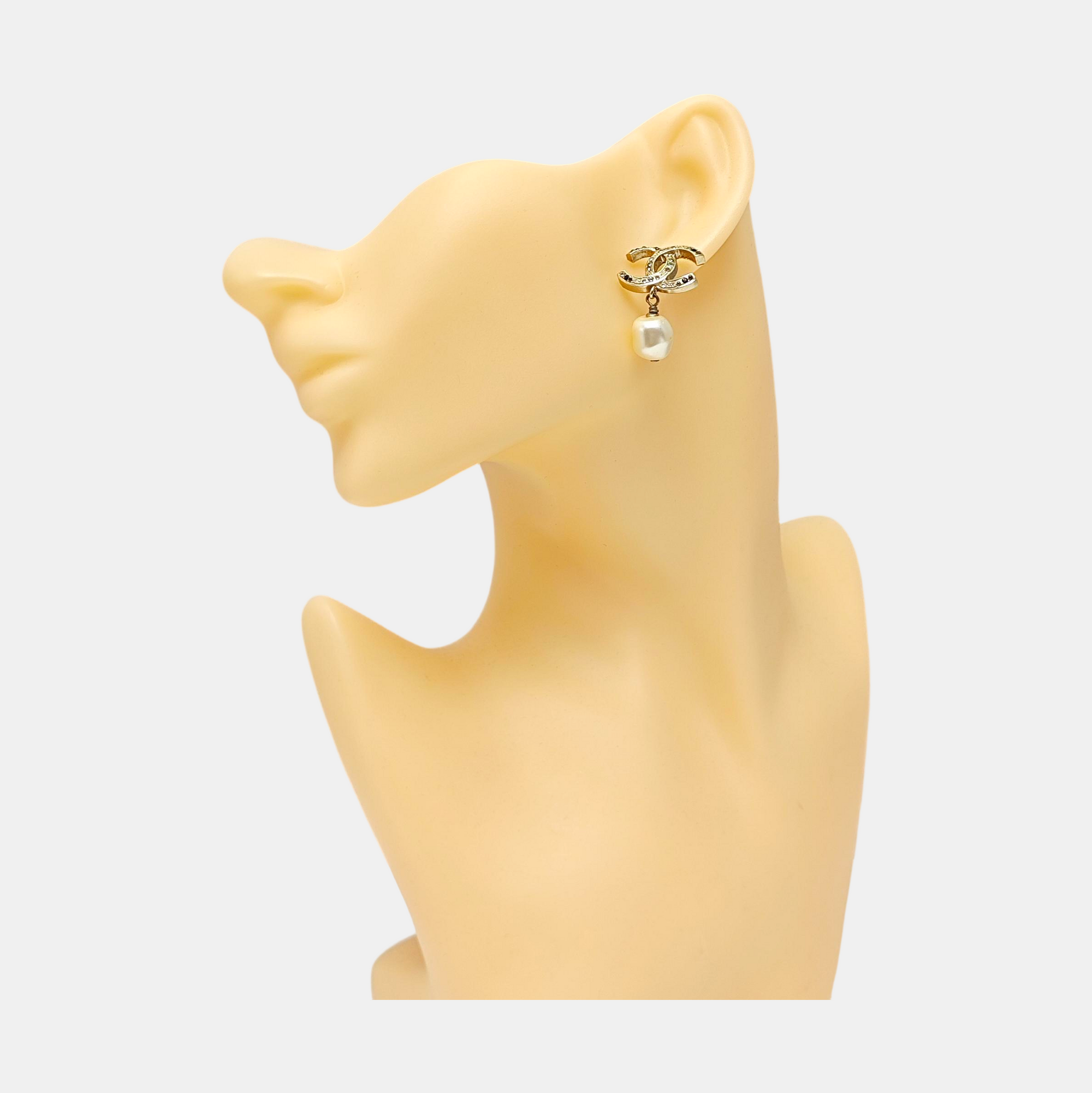 CC Logo Metal Gold Earrings