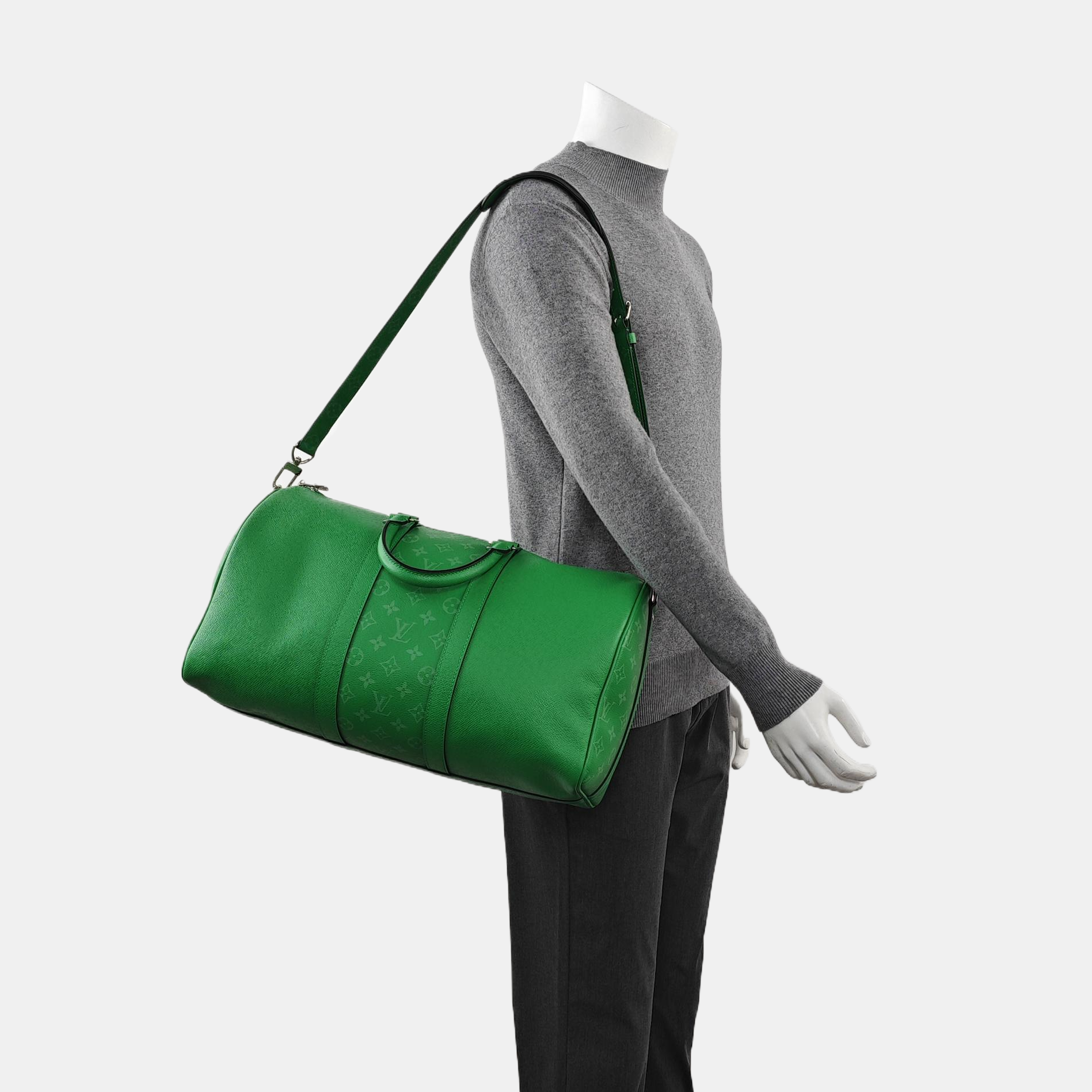 KEEPALL 45 Monogram Coated Canvas Green