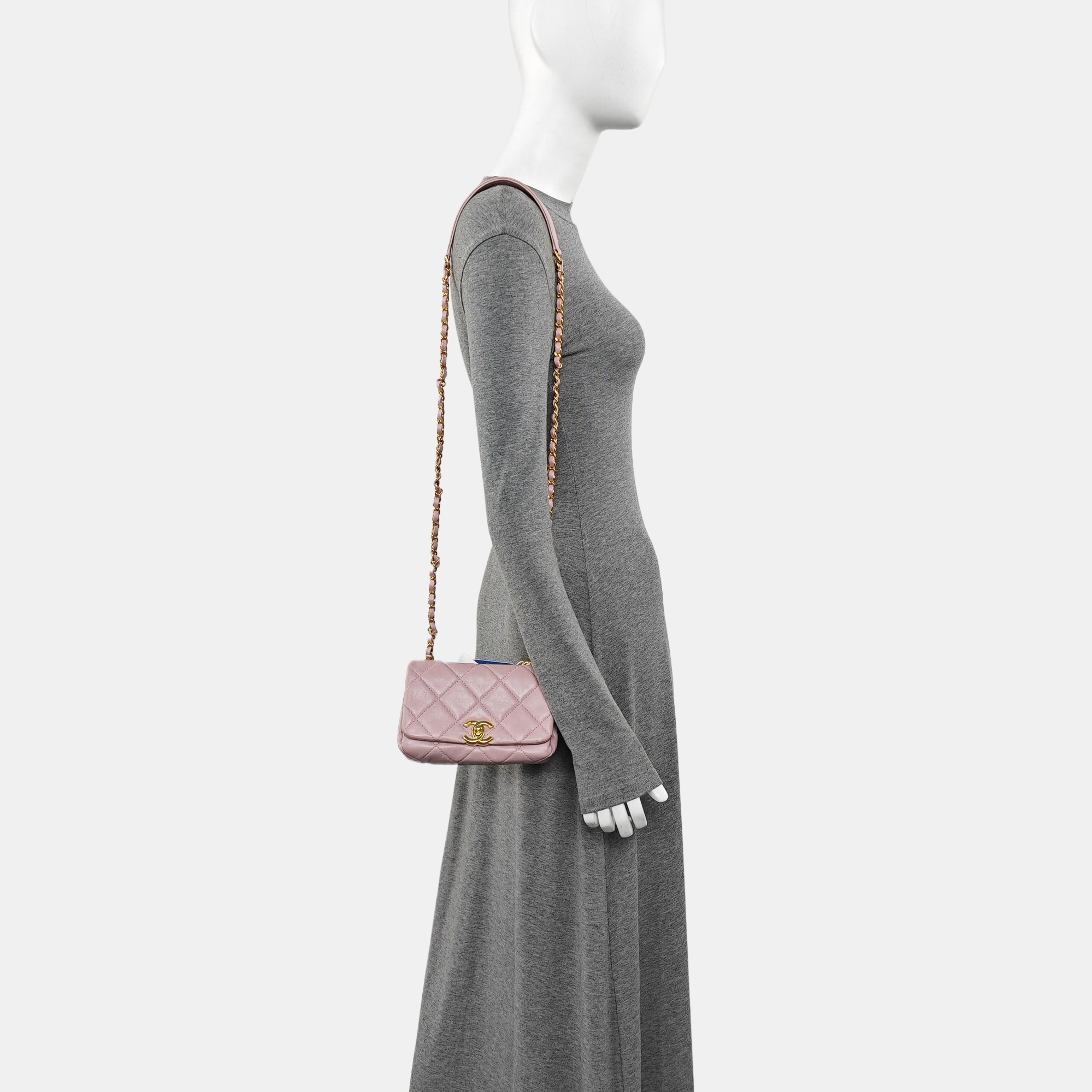 Quilted Lambskin Shoulder Bag Pink