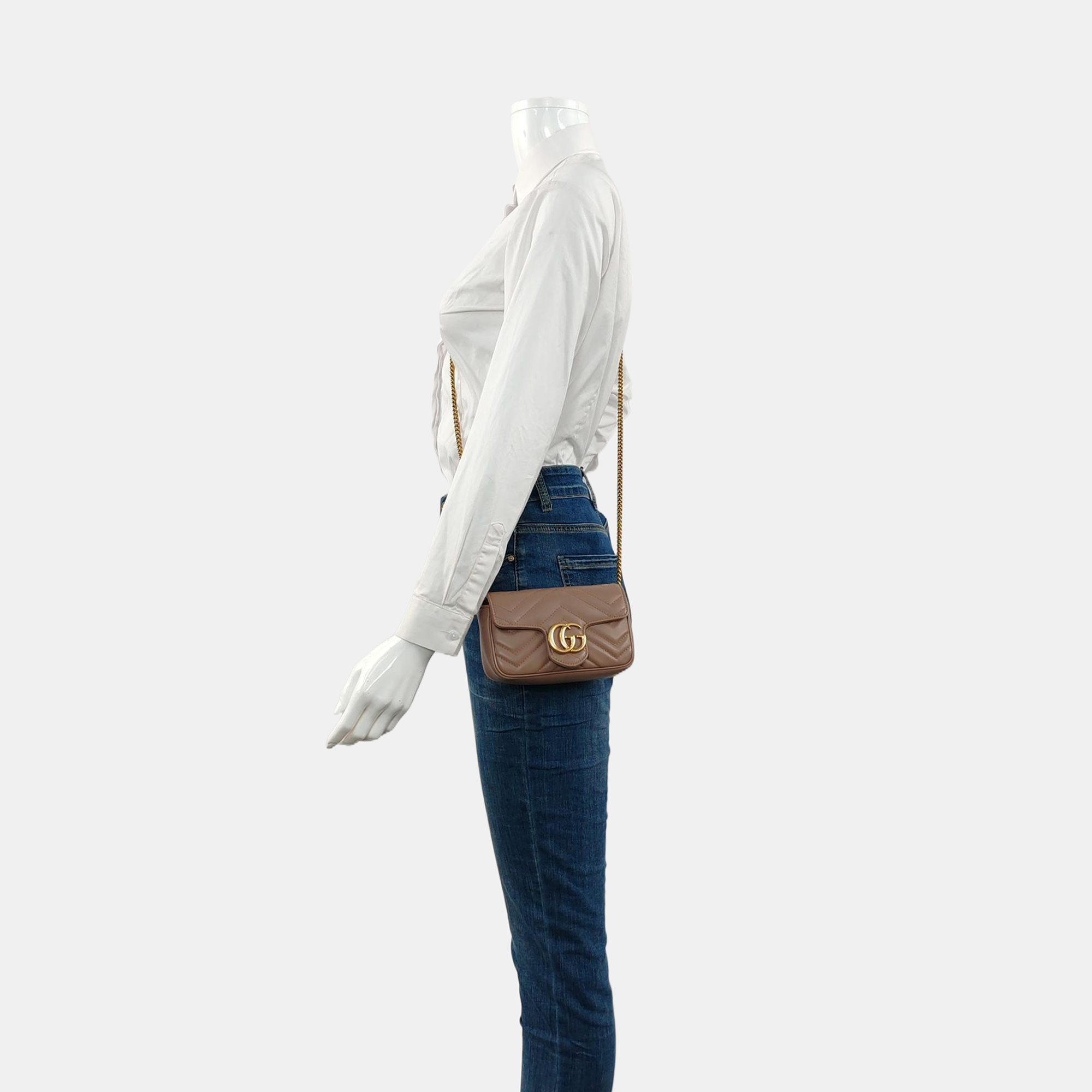 GG Marmont Mini Quilted Calfskin Beige