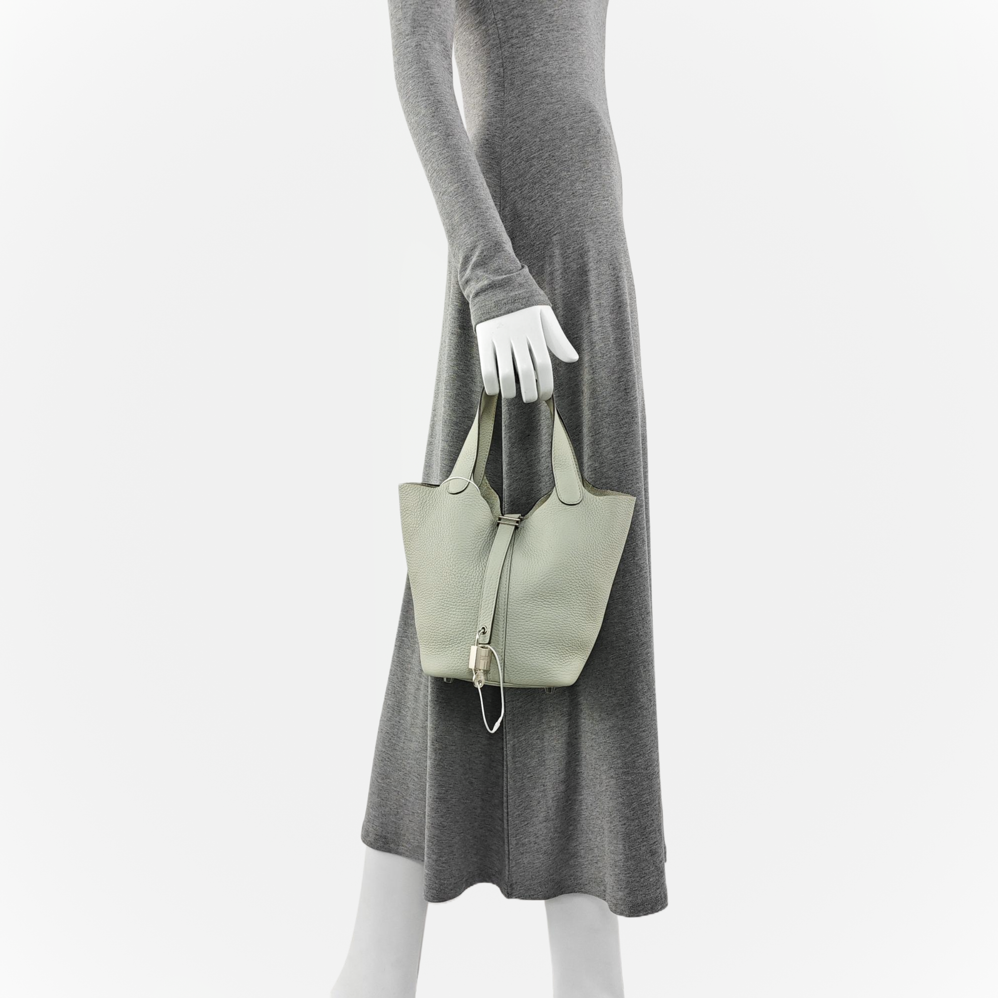 Authenticated pre-owned  Picotin Lock 18 Clemence Green - Bucket Bag at Looply