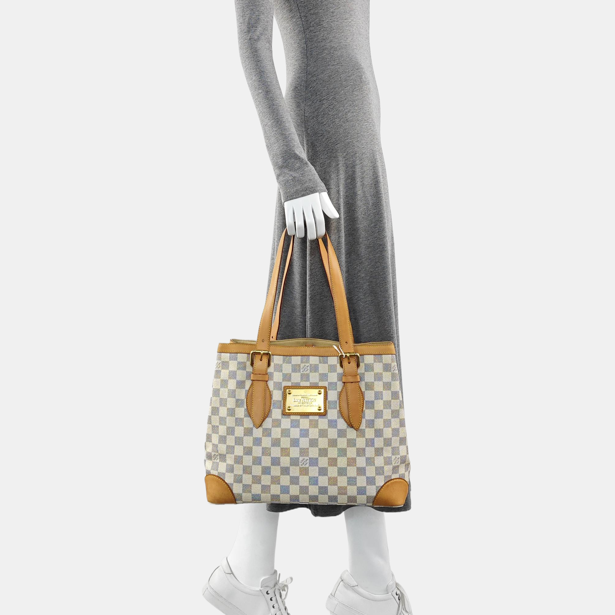 HAMPSTEAD MM Damier Azur Coated Canvas White