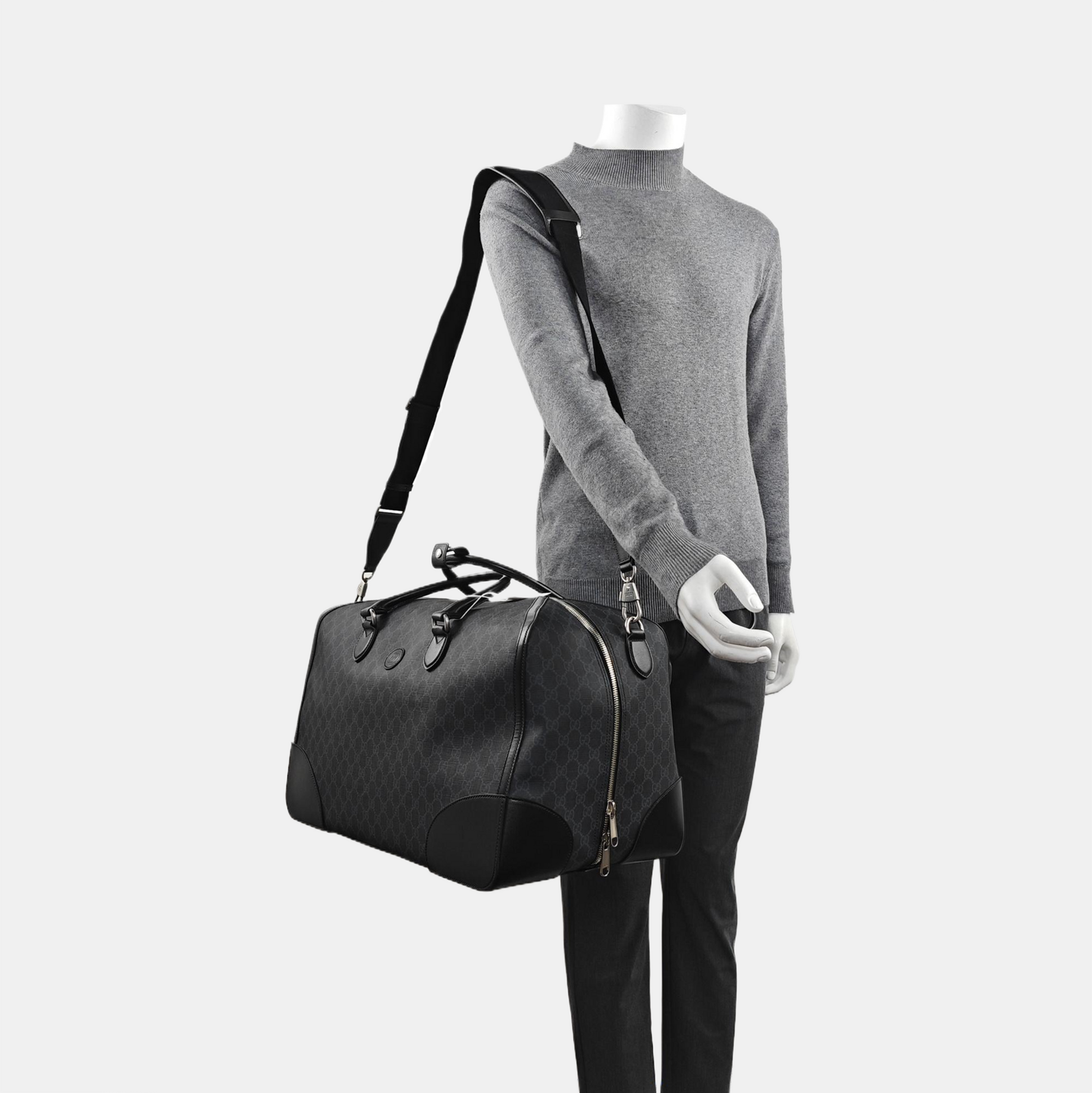 Monogram Coated Canvas Shoulder Bag Black