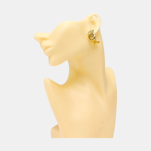 Twist Round Metal Gold Clip On Earrings
