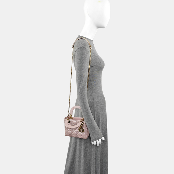 Lady Dior Mini Cannage Lambskin Pink