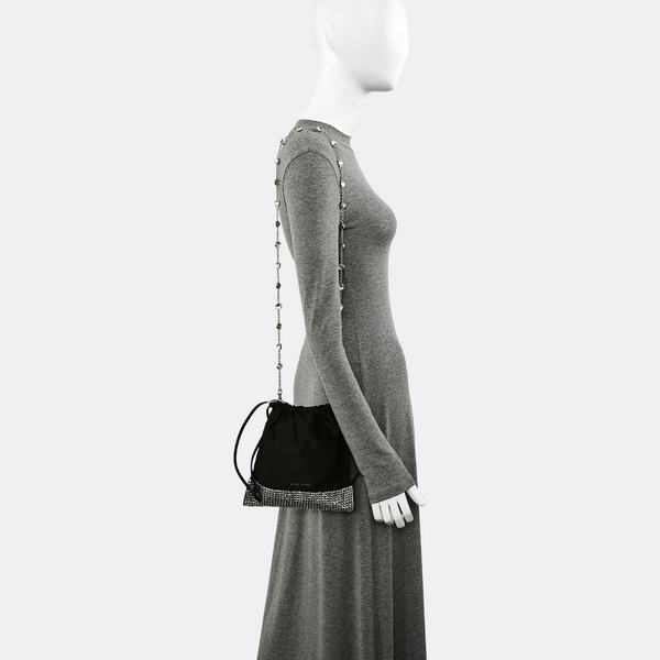 Silk Satin Shoulder Bag Black