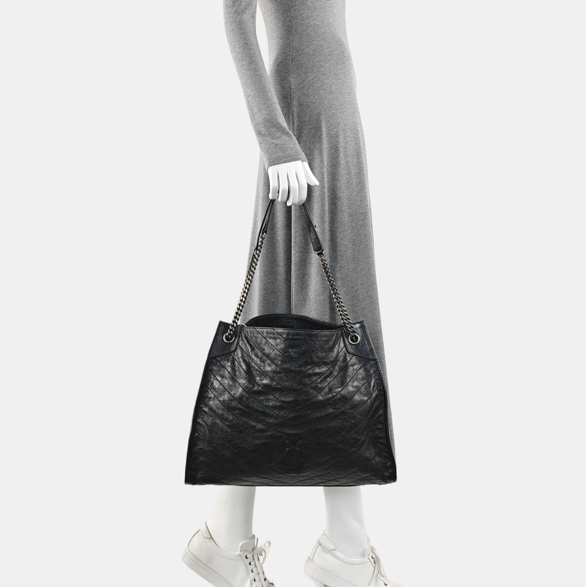 NIKI Chevron Calfskin Black