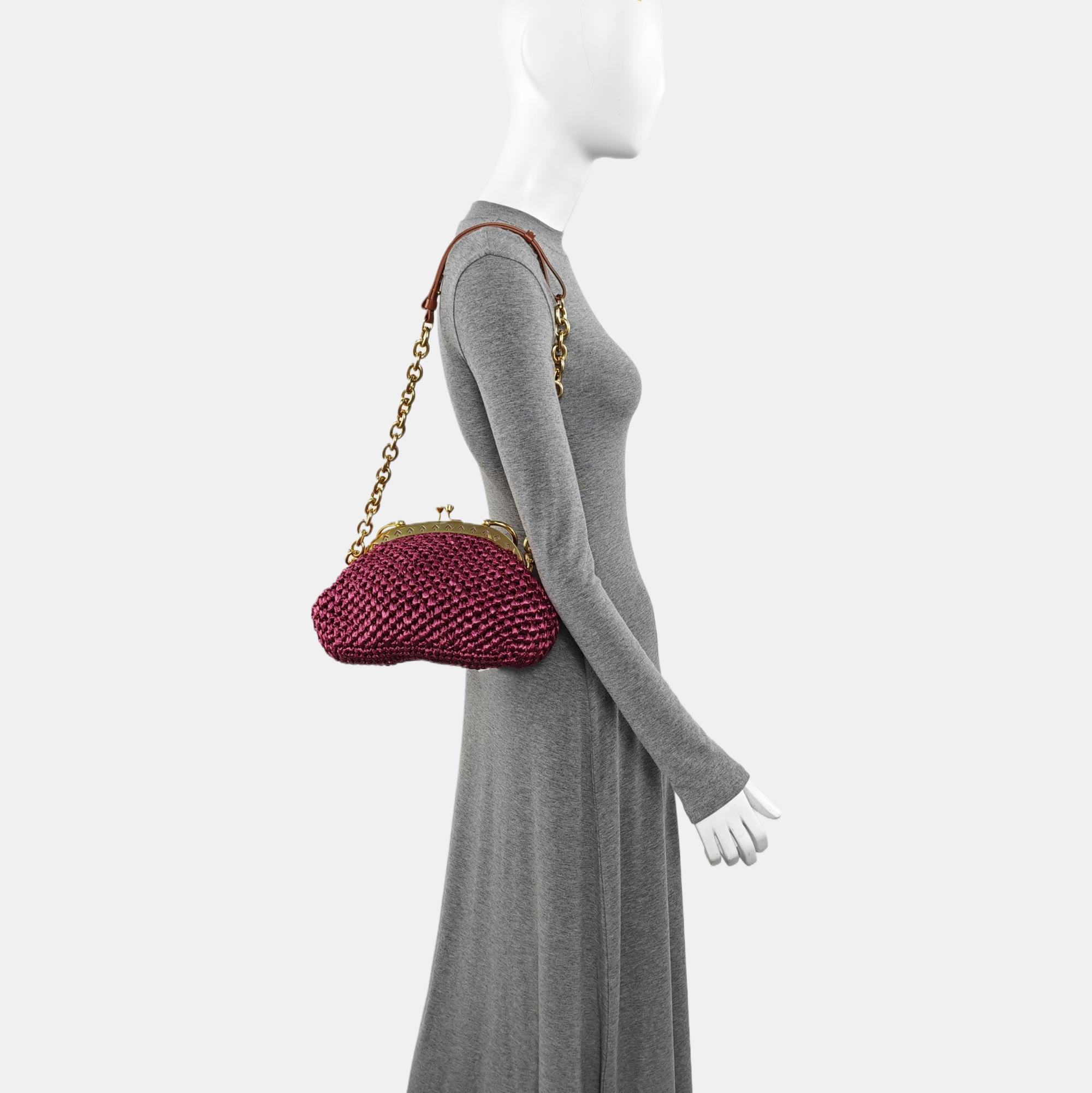 Straw Shoulder Bag Pink