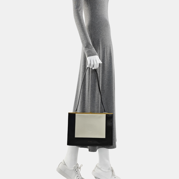 Patent Leather Top Handle Bag Black